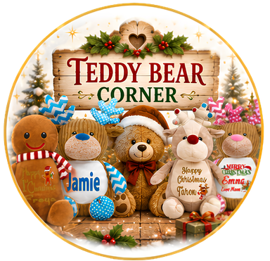 Personalised Christmas teddy bear embroidered