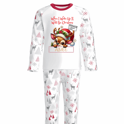 When I Wake Up It Will Be Christmas Peeking Reindeer Pyjama Design