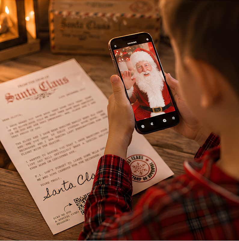 Personalised Santa Letter with QR Code Video Message Christmas Eve from your smart phone