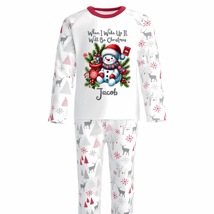 When I Wake Up It Will Be Christmas Snowman and Gifts Pyjama Design