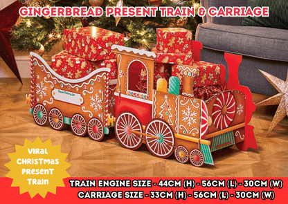 Personalised Gingerbread themed Christmas Train and Carriage gift holder supplied with alphabet stickers