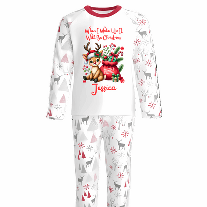When I Wake Up It Will Be Christmas Reindeer and Gifts Pyjama Design