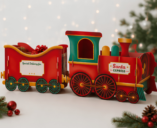 Personalised Santa Express Christmas Train and Carriage gift holder supplied with alphabet stickers