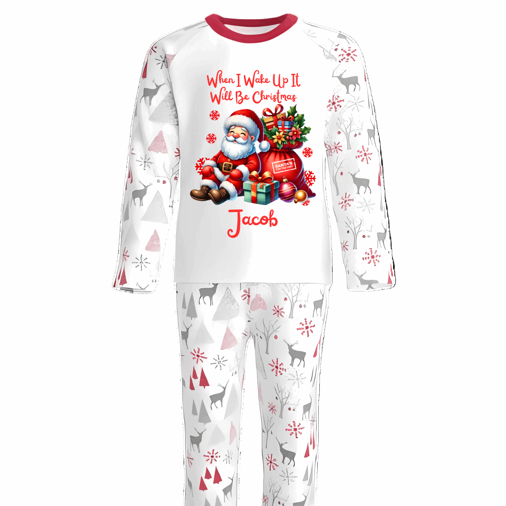 When I Wake Up It Will Be Christmas Sitting Santa Pyjama Design