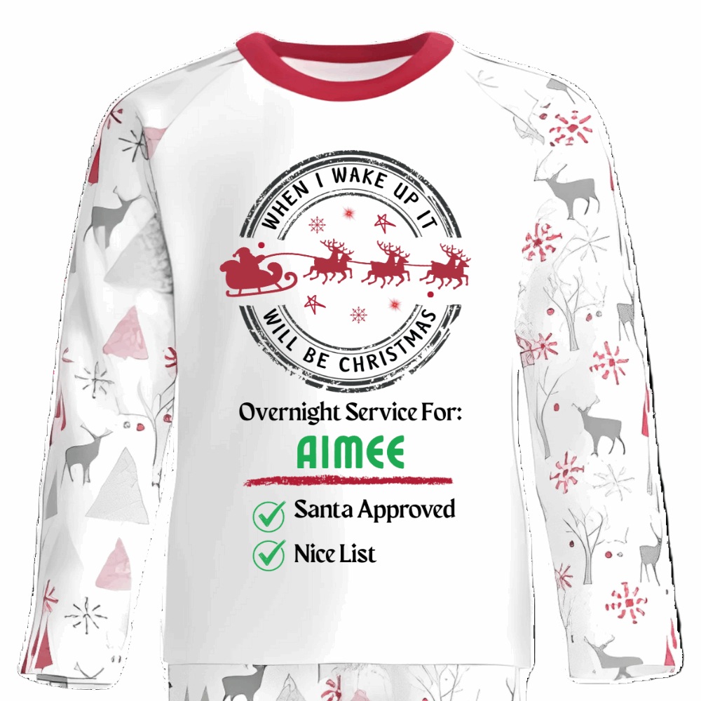When I Wake Up It Will Be Christmas Santa Stamp Pyjama Design