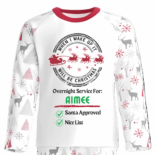 When I Wake Up It Will Be Christmas Santa Stamp Pyjama Design